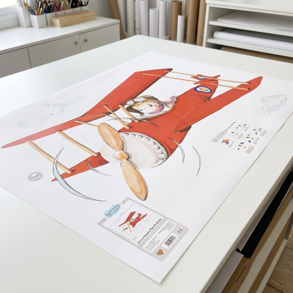 Vinilo Decorativo Infantil PEPO EL AVIADOR - SUEÑOS DE CIGUEÑA