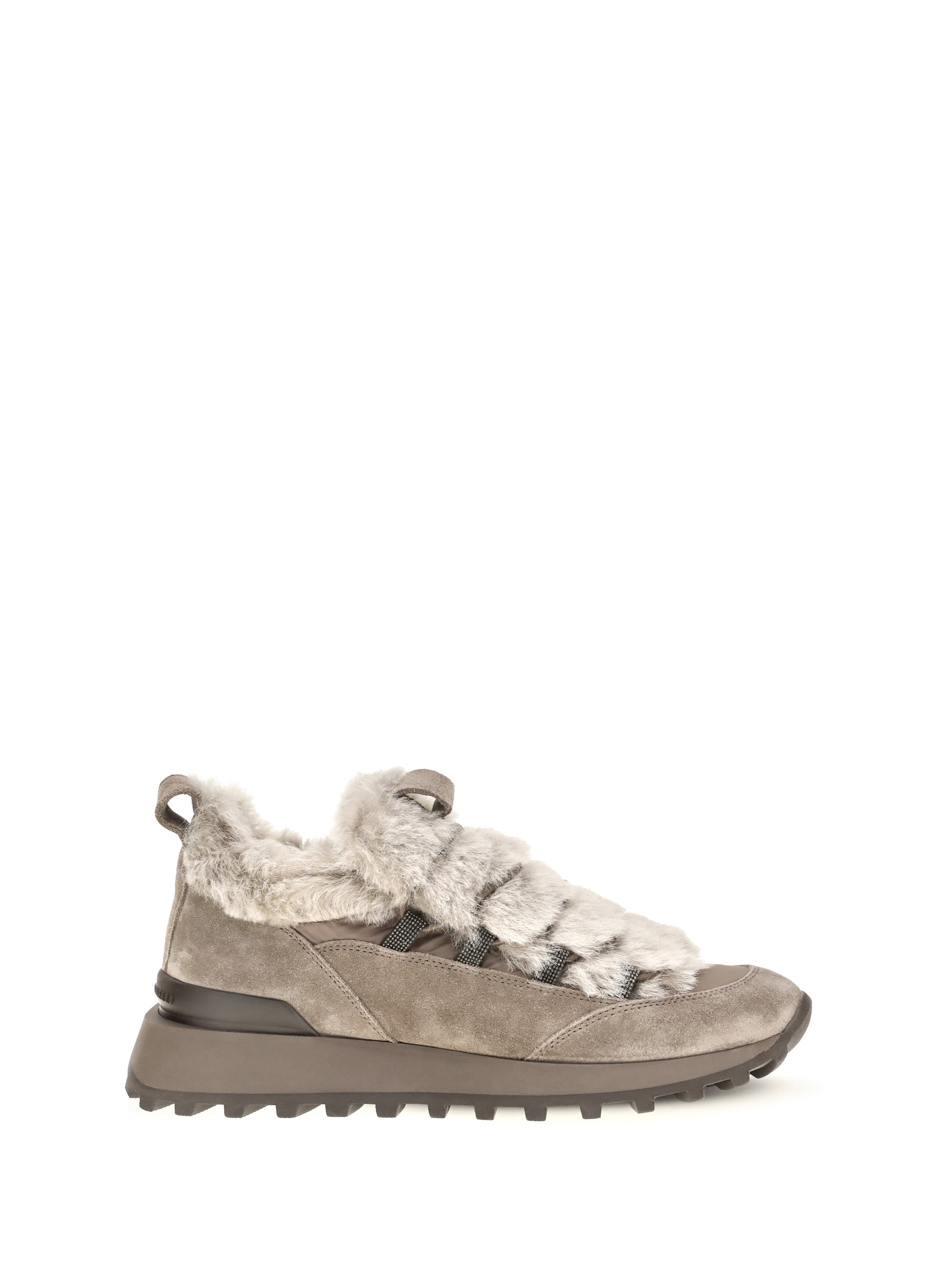 Brunello Cucinelli Suede and Shearling Sneaker — Taiga