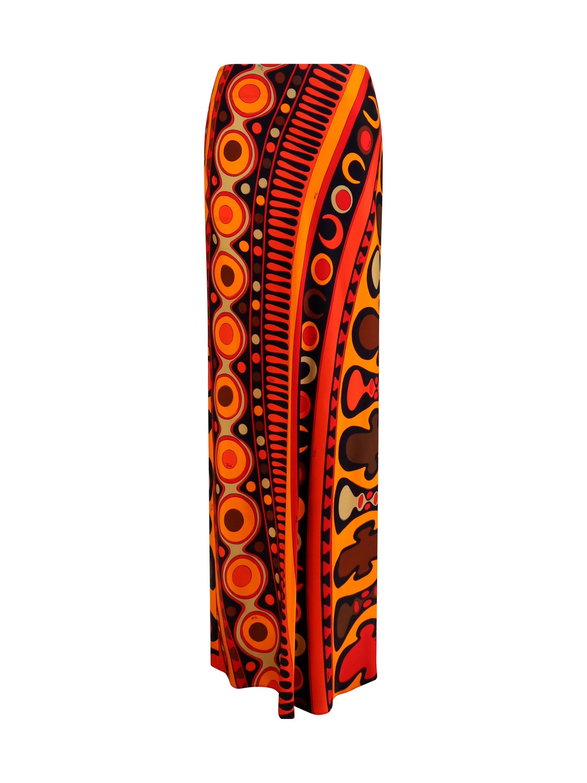 Emilio Pucci Soleil Print Satin Skirt — Orange