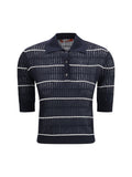Max Mara Studio Striped Wool and Silk Polo — Navy