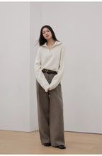 Moonlight Farm Merino wool lazy loose pullover sweater women's zipper turtleneck sweater