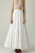 Smocked Elastic Waist Ruffle Tiered Maxi Skirt