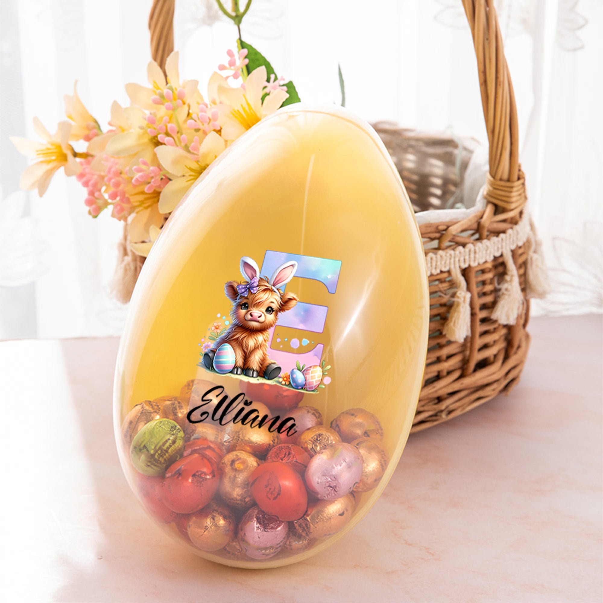Huevo de Pascua Jumbo Personalizado con el Nombre de la Vaca de las Tierras Altas Regalo para la Fiesta de la Búsqueda del Huevo de Pascua para Niños