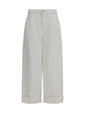 Pantalones Anchos de Algodón Brunello Cucinelli — Beige