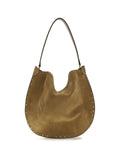 Bolso de hombro Isabel Marant de piel de ante con tachuelas — Beige