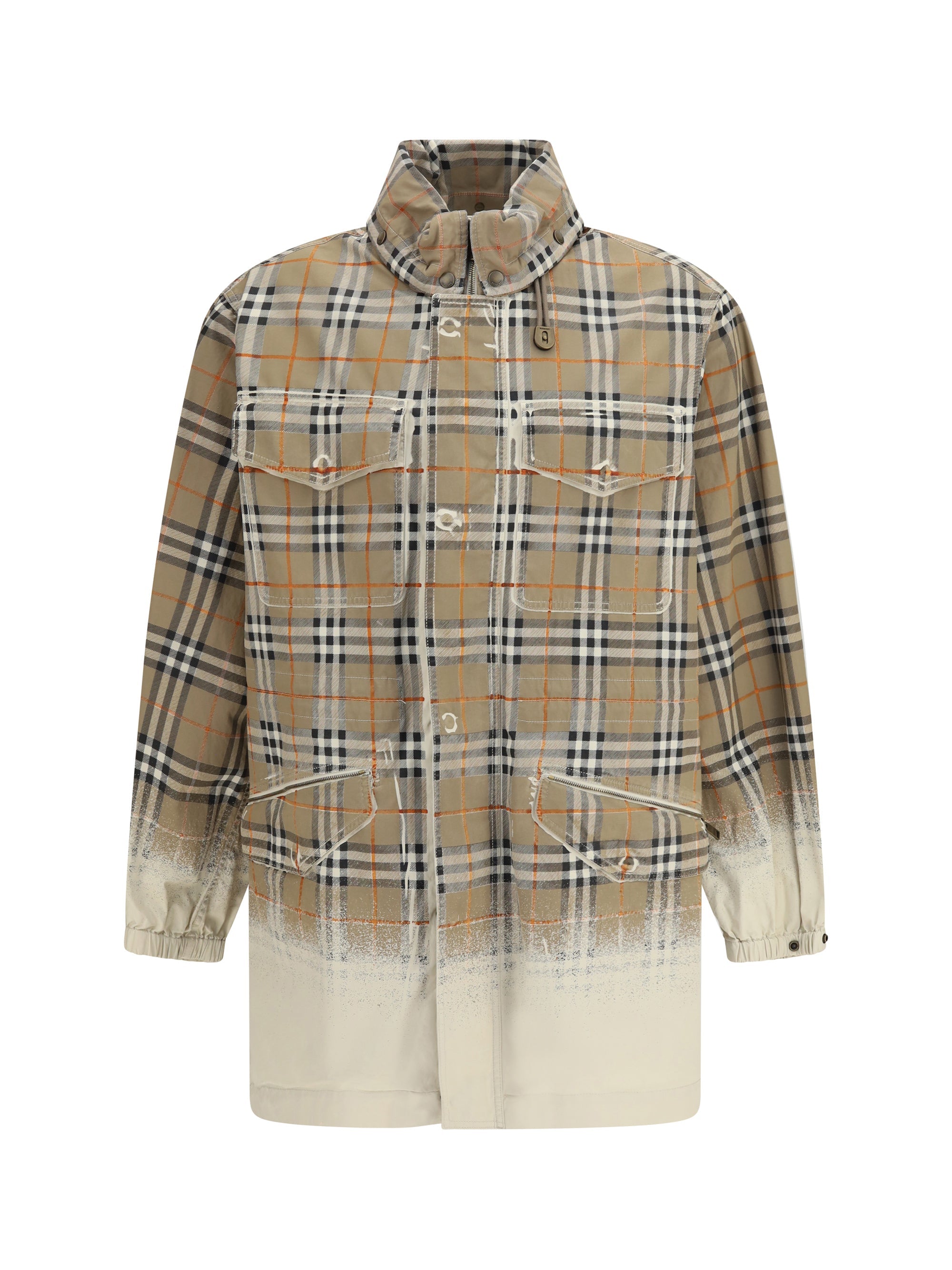 Burberry Faded Check Print Gabardine Parka — Taupe