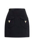 Versace Wool with Medusa Detail Mini Skirt — Black