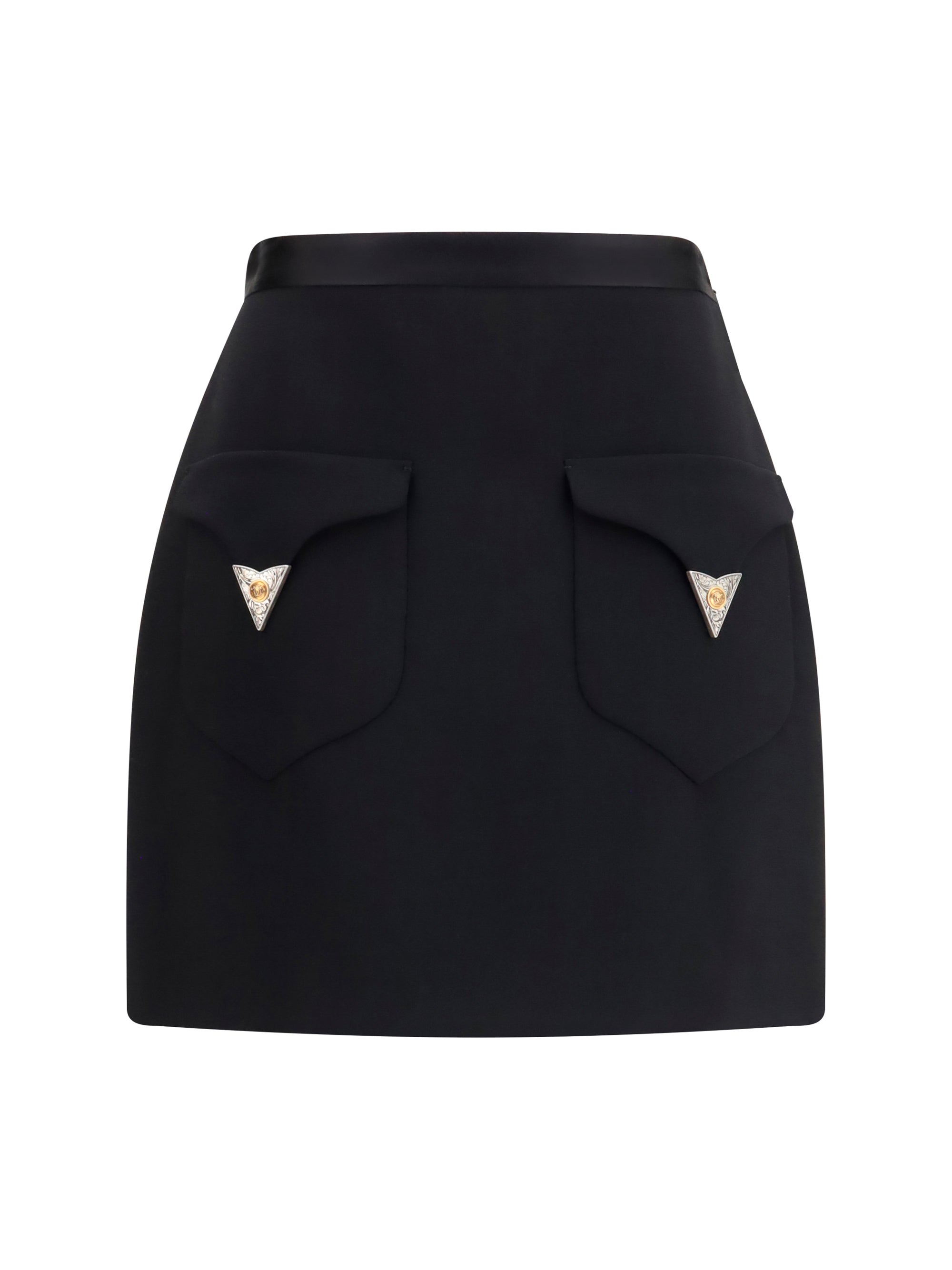 Versace Wool with Medusa Detail Mini Skirt — Black
