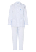 Pijama Mujer Largo Premium Solapa Seda Rayas - Azul 0900_30