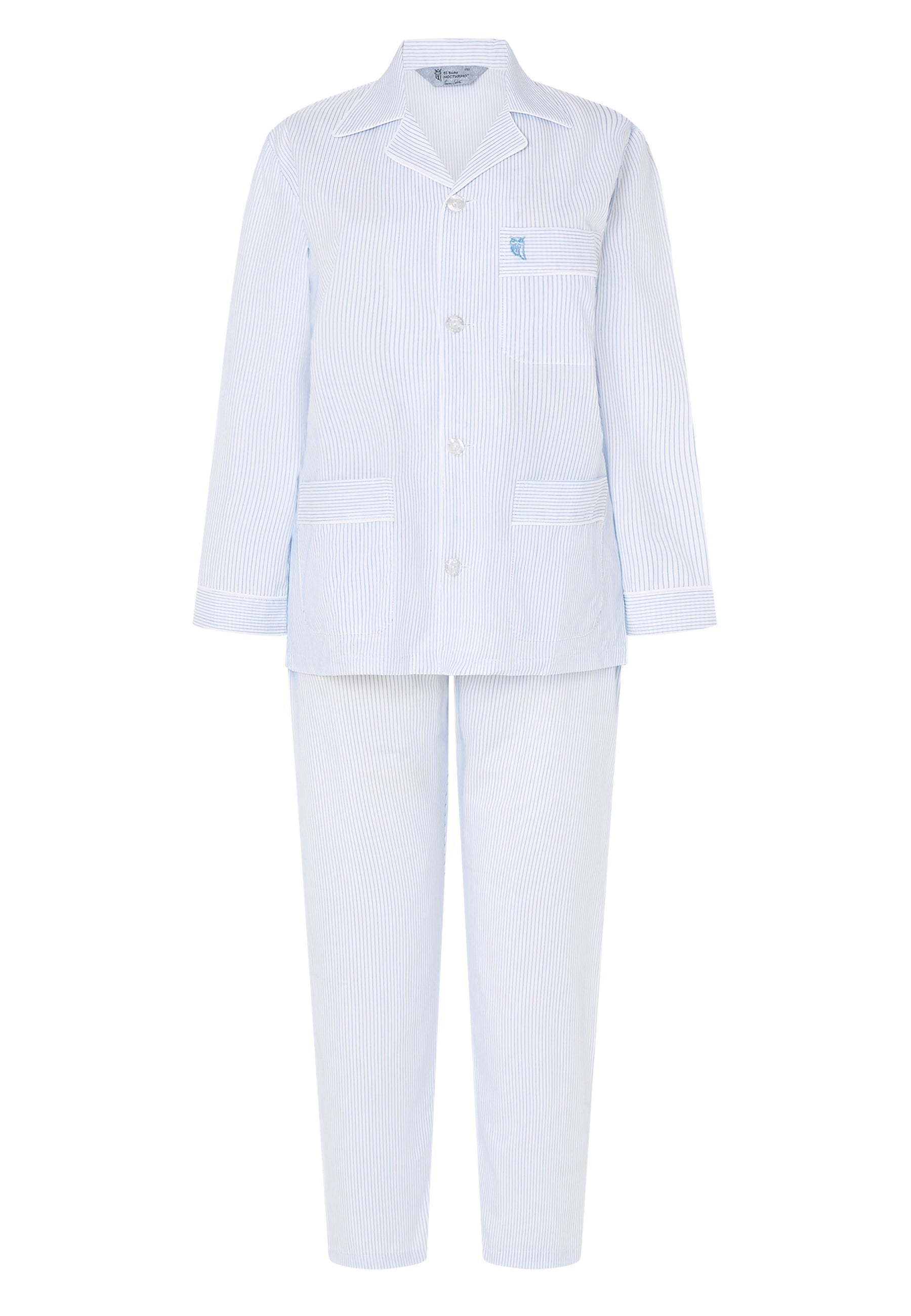 Pijama Mujer Largo Premium Solapa Seda Rayas - Azul 0900_30