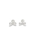 Self-Portrait Pearl Bow Drop Earrings — Silver