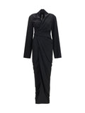 Rick Owens Wrap Draped Viscose-Acetate Dress — Black