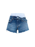 Alexander Wang Raw-Cut Boxer Detail Denim Shorts — Blue