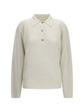 Calvin Klein Silk Knit Polo Sweater — White
