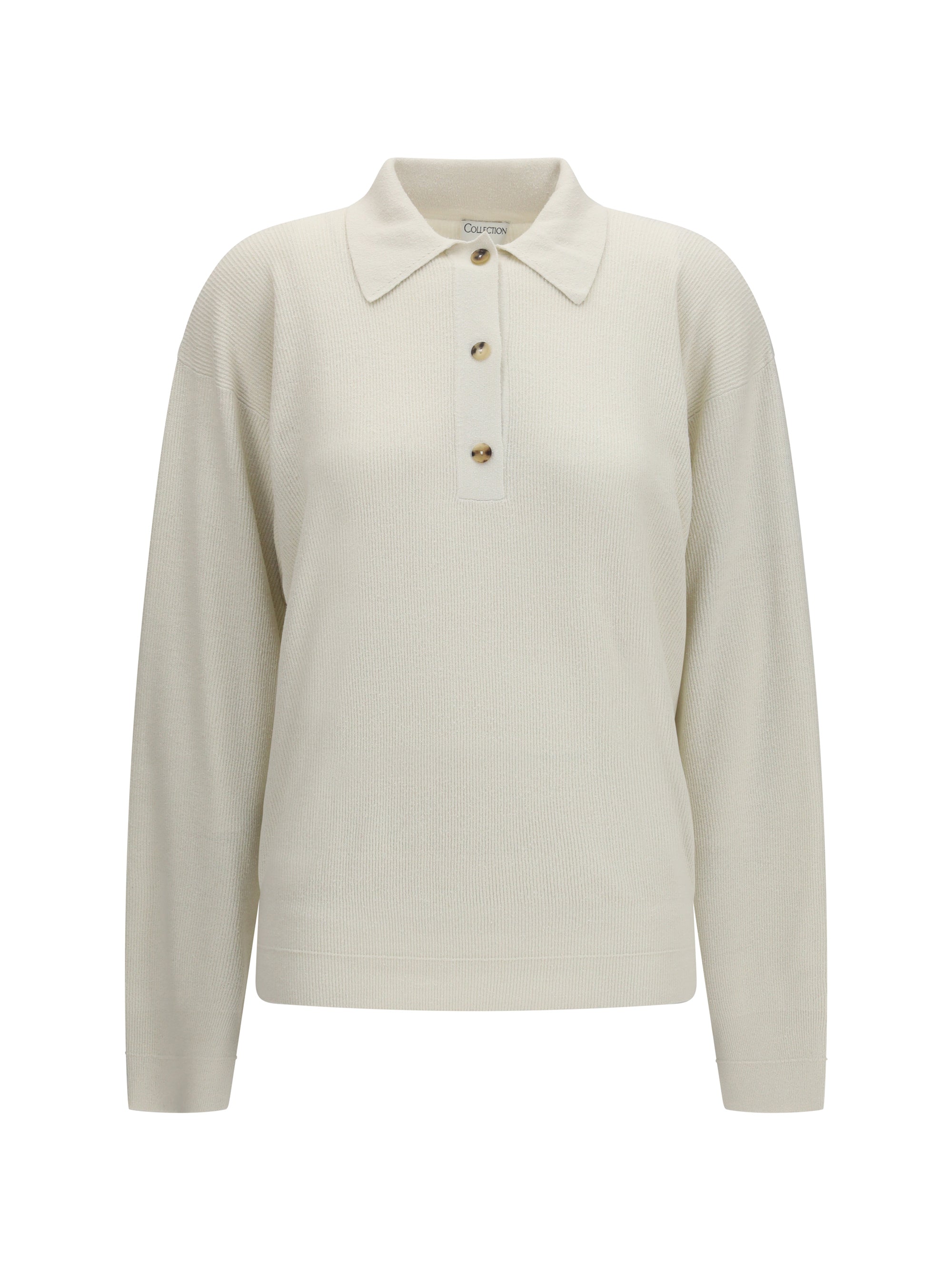 Calvin Klein Silk Knit Polo Sweater — White