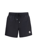 Moncler Logo-Embroidered Swim Shorts — Black