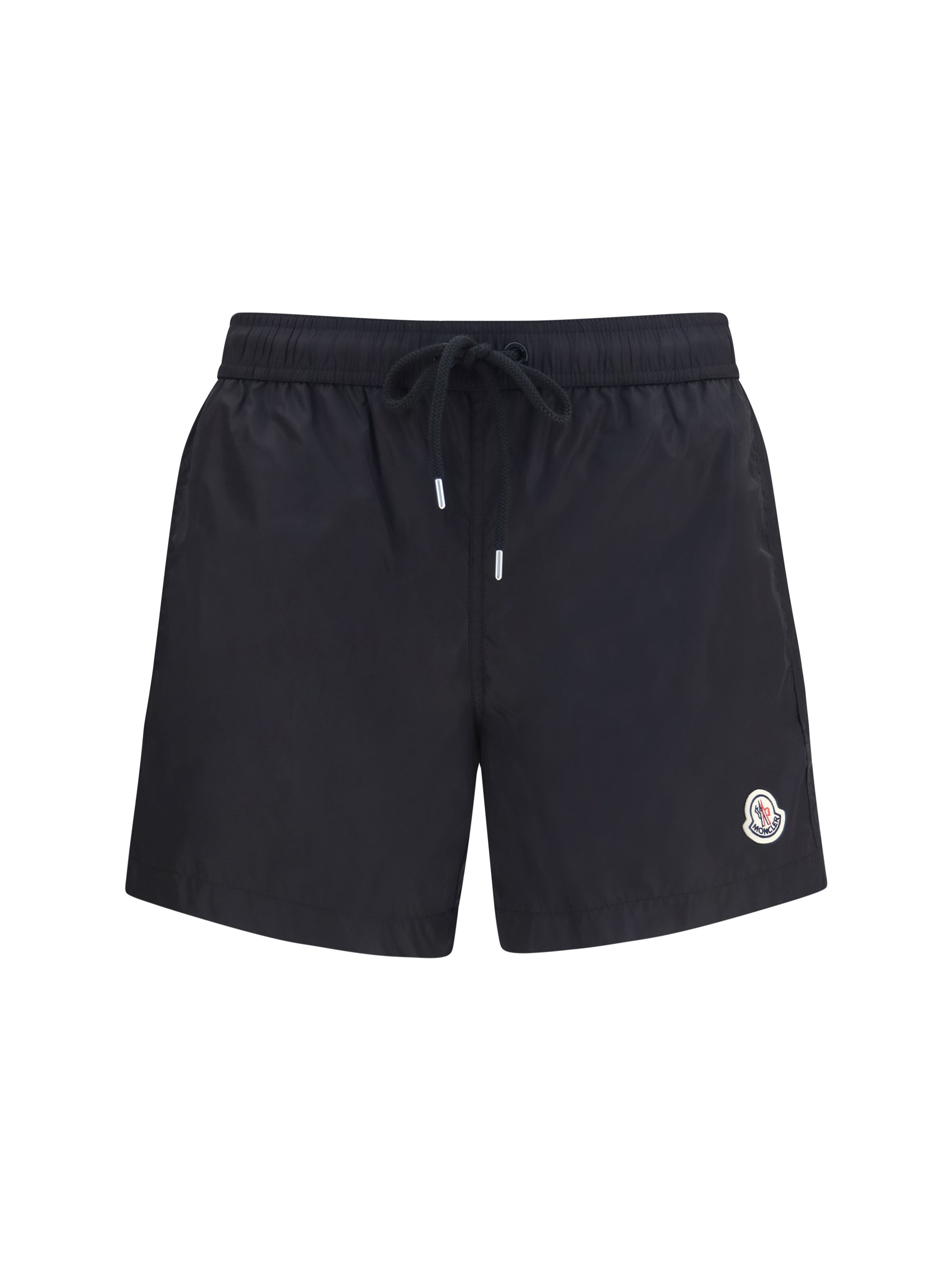 Moncler Logo-Embroidered Swim Shorts — Black