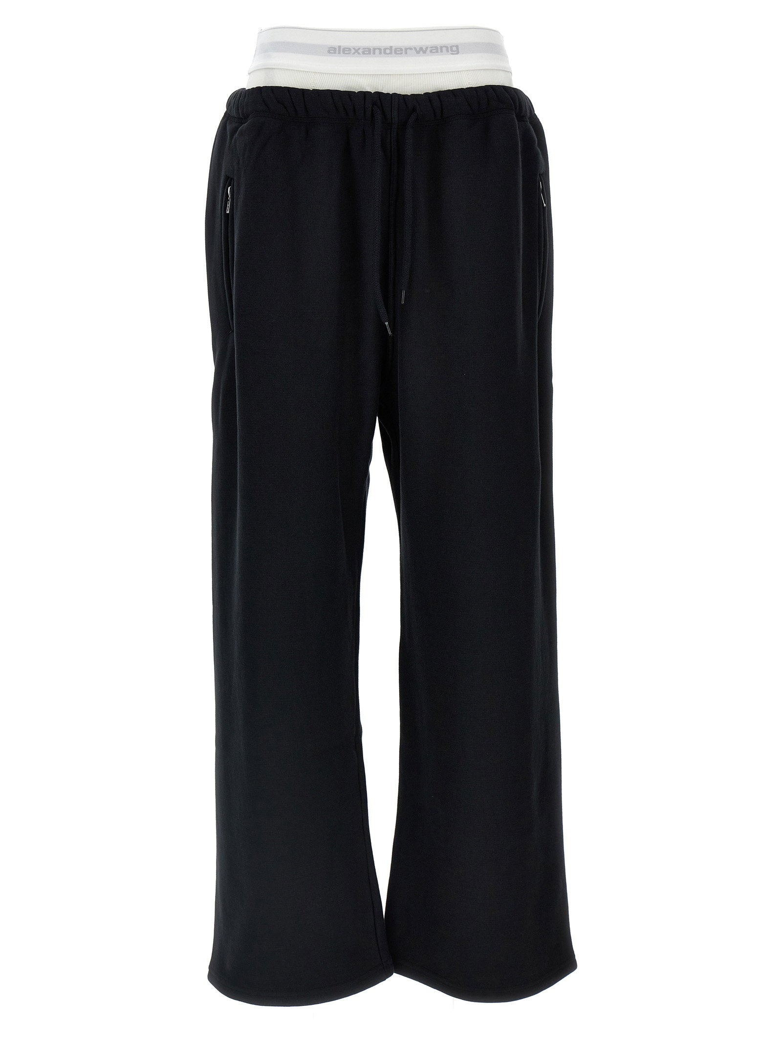 T By Alexander Wang Wide-Leg Cotton Joggers — Black