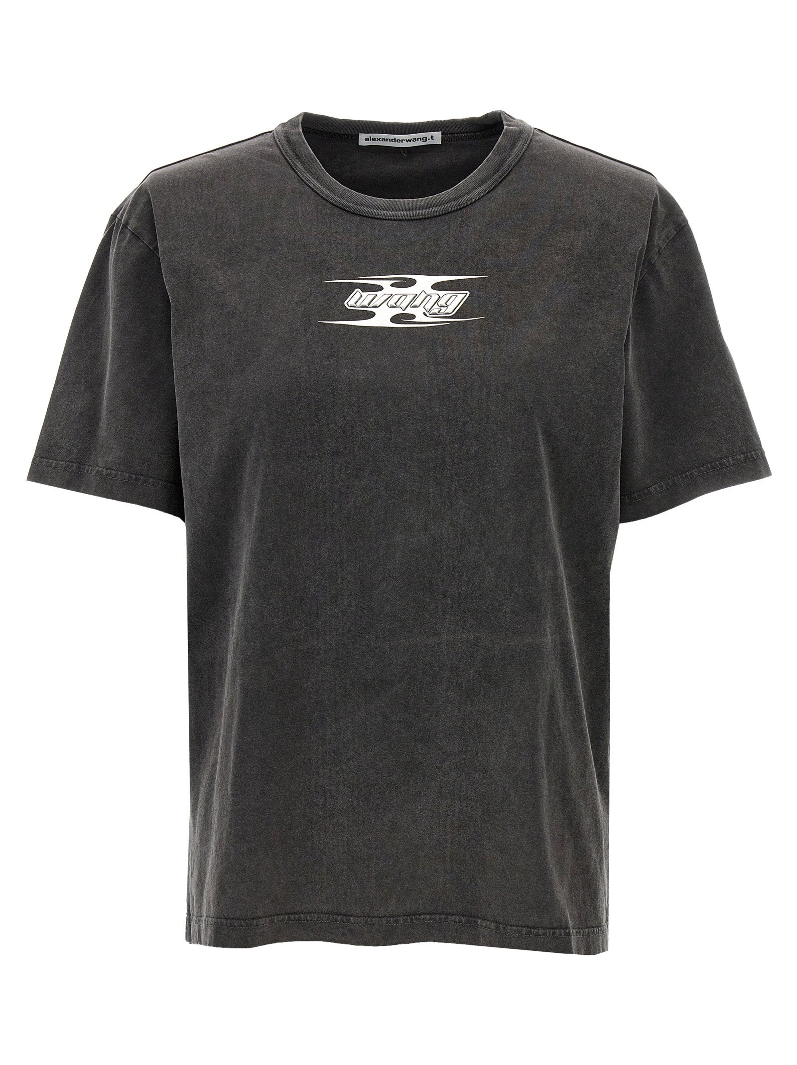 T By Alexander Wang Logo-Embossed T-Shirt — charcoal