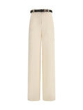 Max Mara Studio Wide-Leg with Matching Belt Trousers — Beige