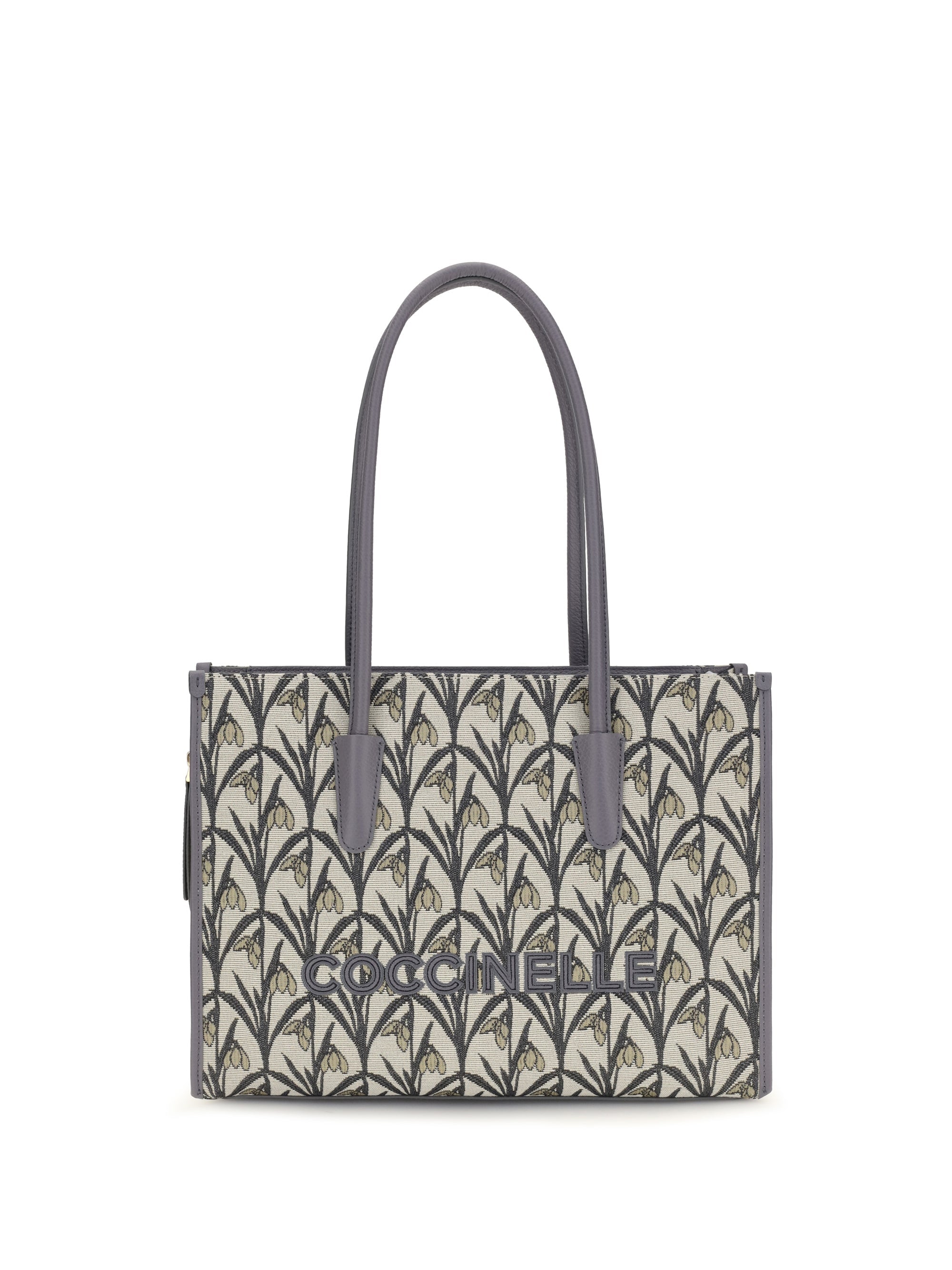 Coccinelle Jacquard Floral Tote Bag — Gray