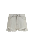 Rick Owens Raw-Cut Denim Denim Shorts — White