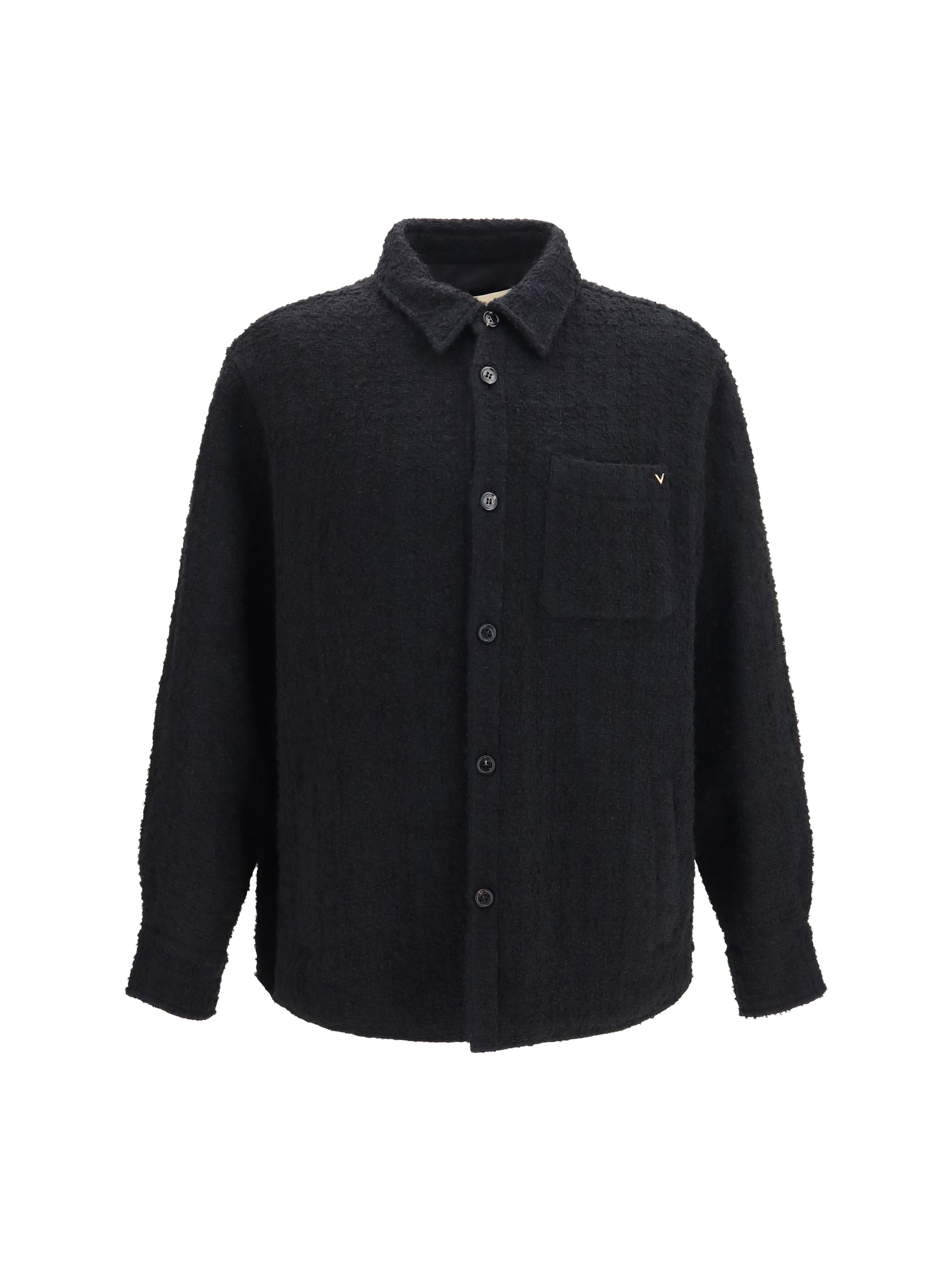Valentino Textured High-Neck Jacket — Black