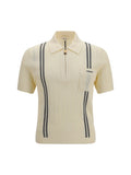 Versace Striped Jacquard Cotton Polo — White