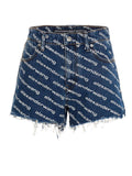 Denim X Alexander Wang Logo-Print Denim Shorts — Blue