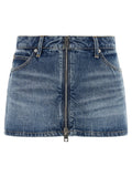 Alexander Wang Zip-Front Denim Skort — Blue
