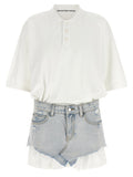 Alexander Wang Hybrid Polo Shirt and Denim Skirt Dress — White