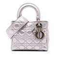 Small Metallic Grained Calfskin Cannage Supple Lady Dior