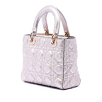 Small Metallic Grained Calfskin Cannage Supple Lady Dior