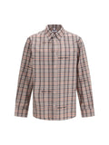 Off-White Embroidered Logo Flannel Shirt — Pink