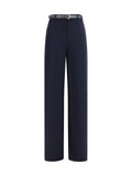 Max Mara Studio Wide-Leg Structured Trousers — Navy
