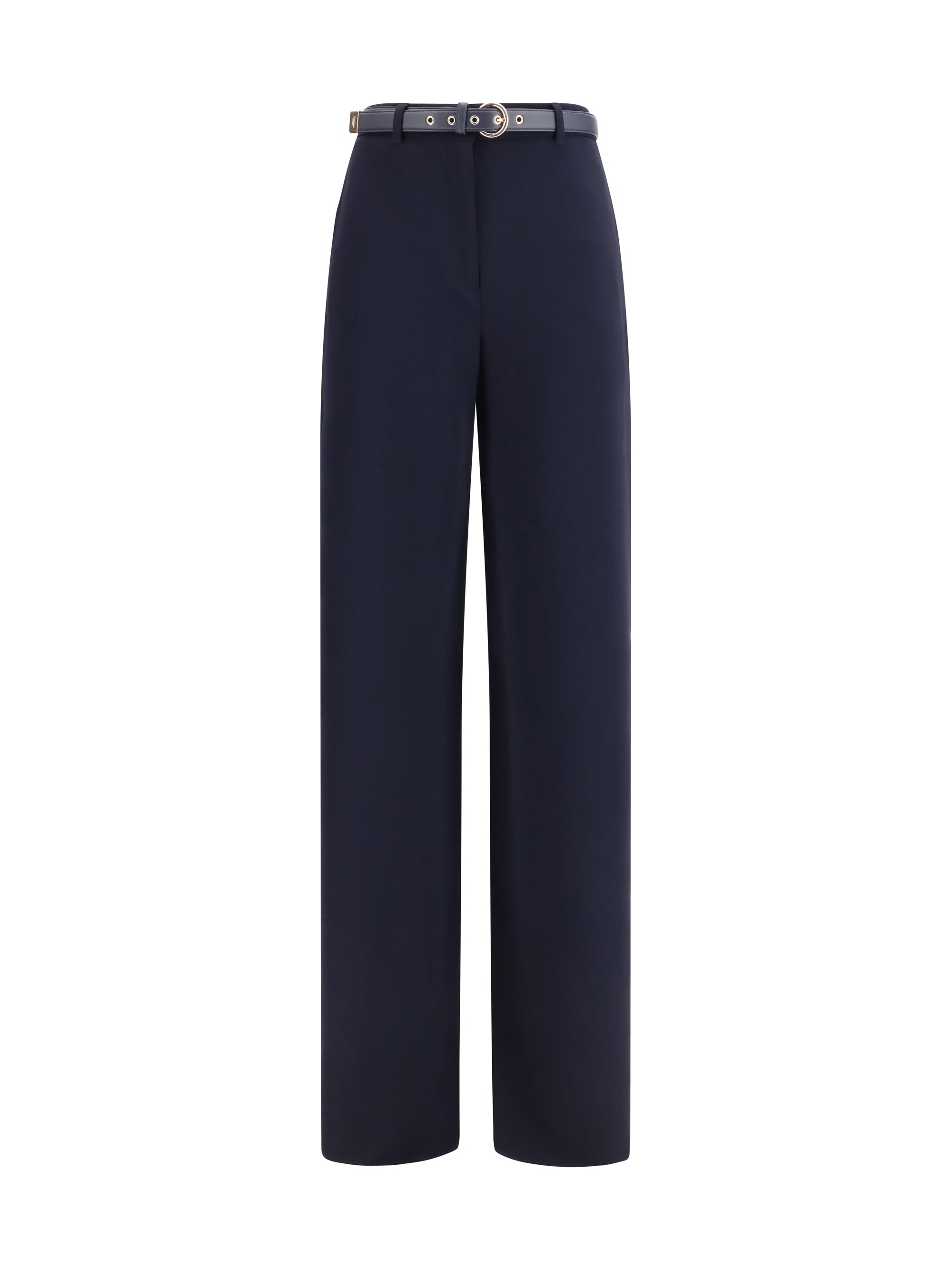 Max Mara Studio Wide-Leg Structured Trousers — Navy