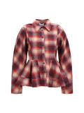 Ganni Peplum Flannel Shirt — Red
