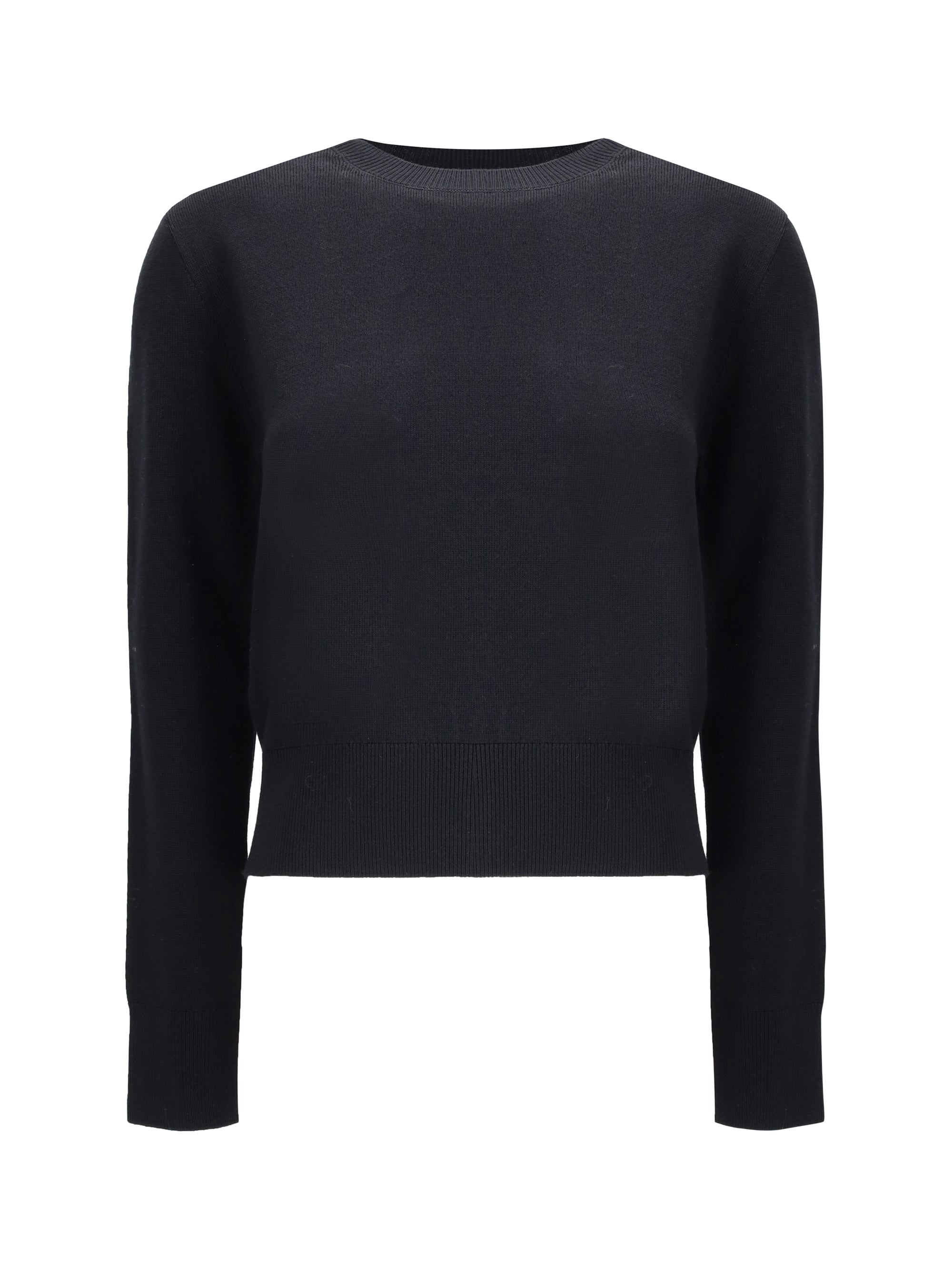 AMI Paris Merino Wool Crew Neck Sweater — Black