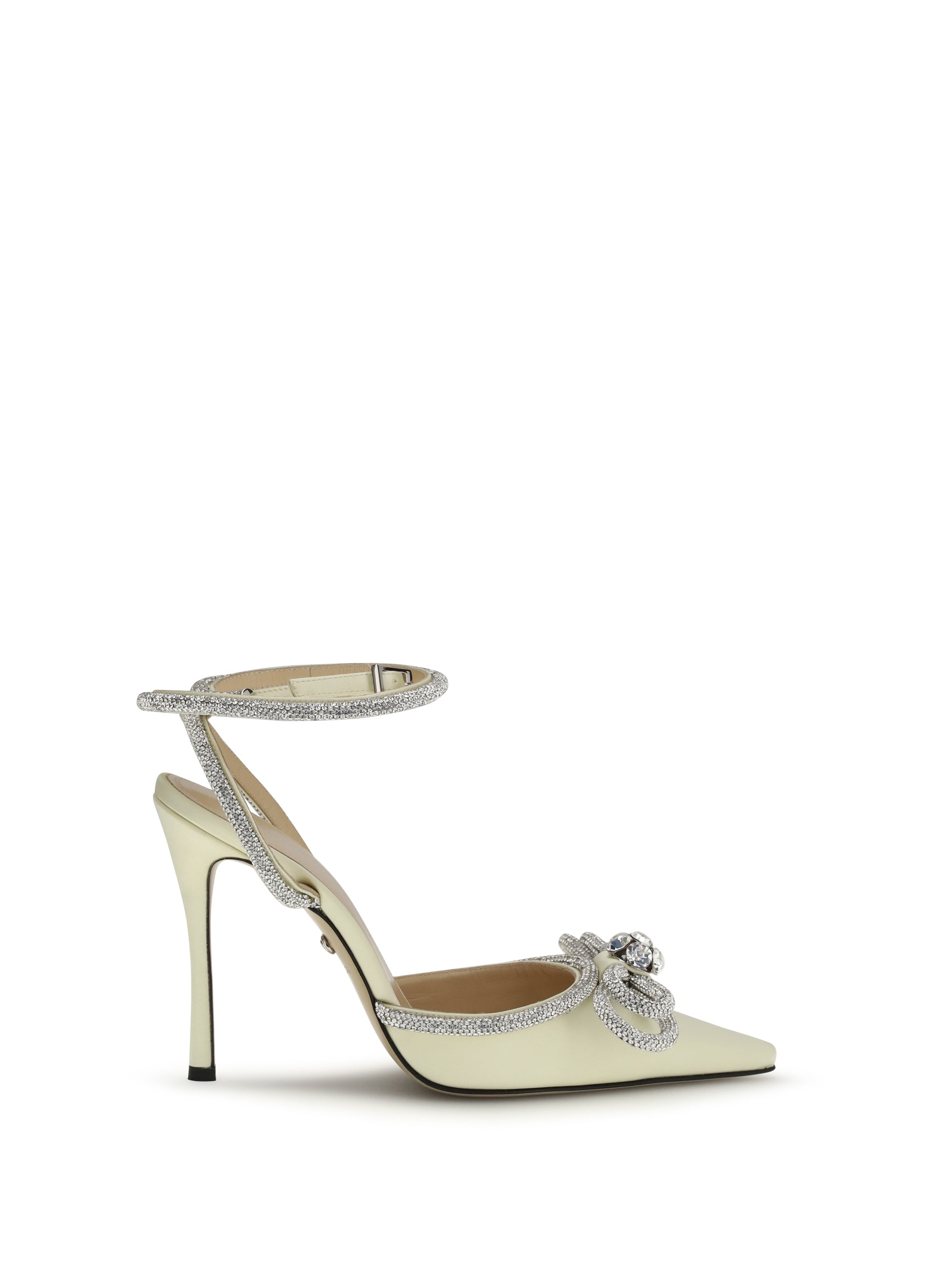 Mach & Mach Crystal-Embellished Satin Pump — Yellow