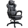 PU Leather Gamer Chair, Computer Desk Chair with Headrest, Lumbar Support & Footrest, Grey