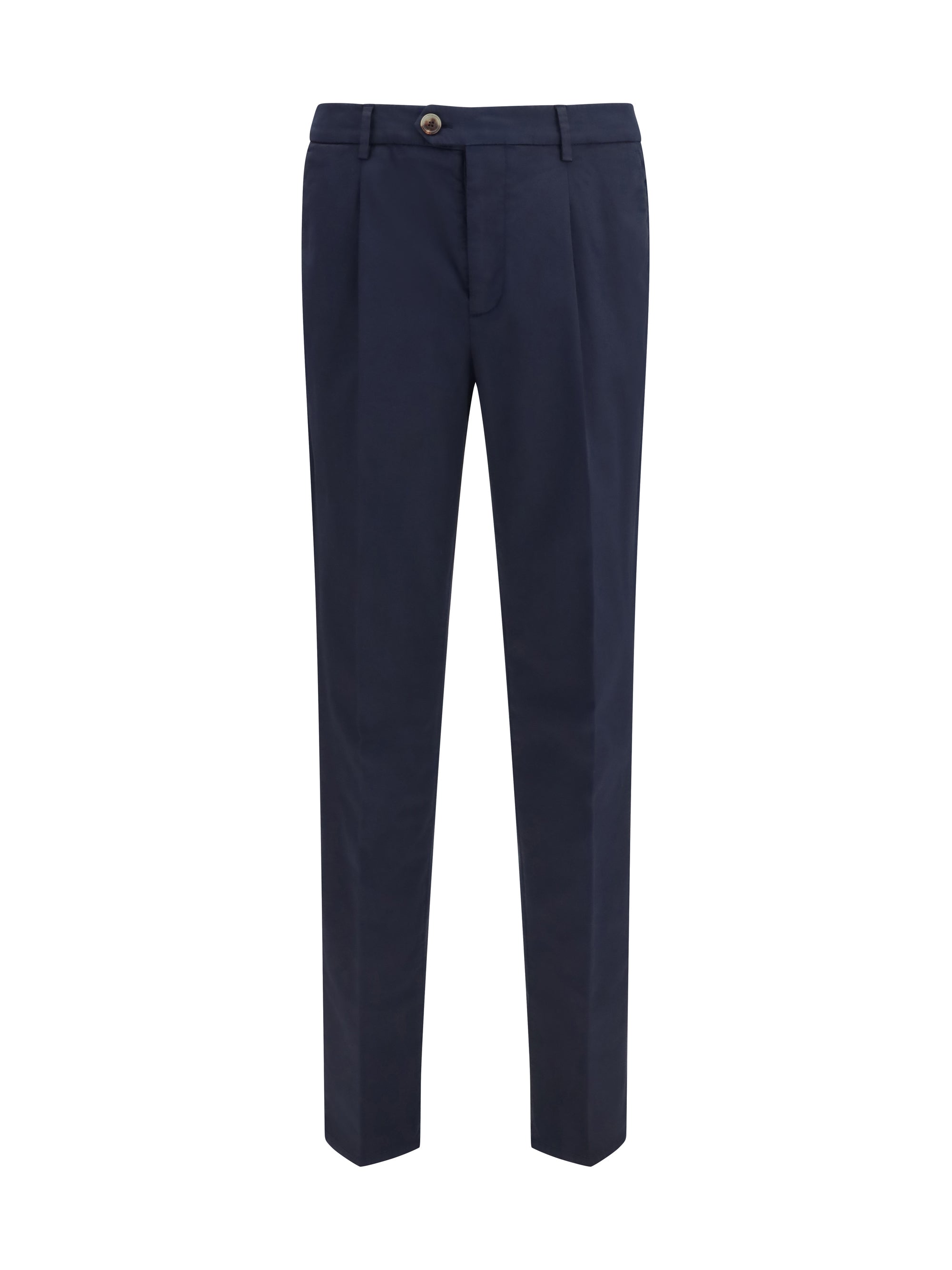 Brunello Cucinelli Cotton Blend Chino Trousers — Navy