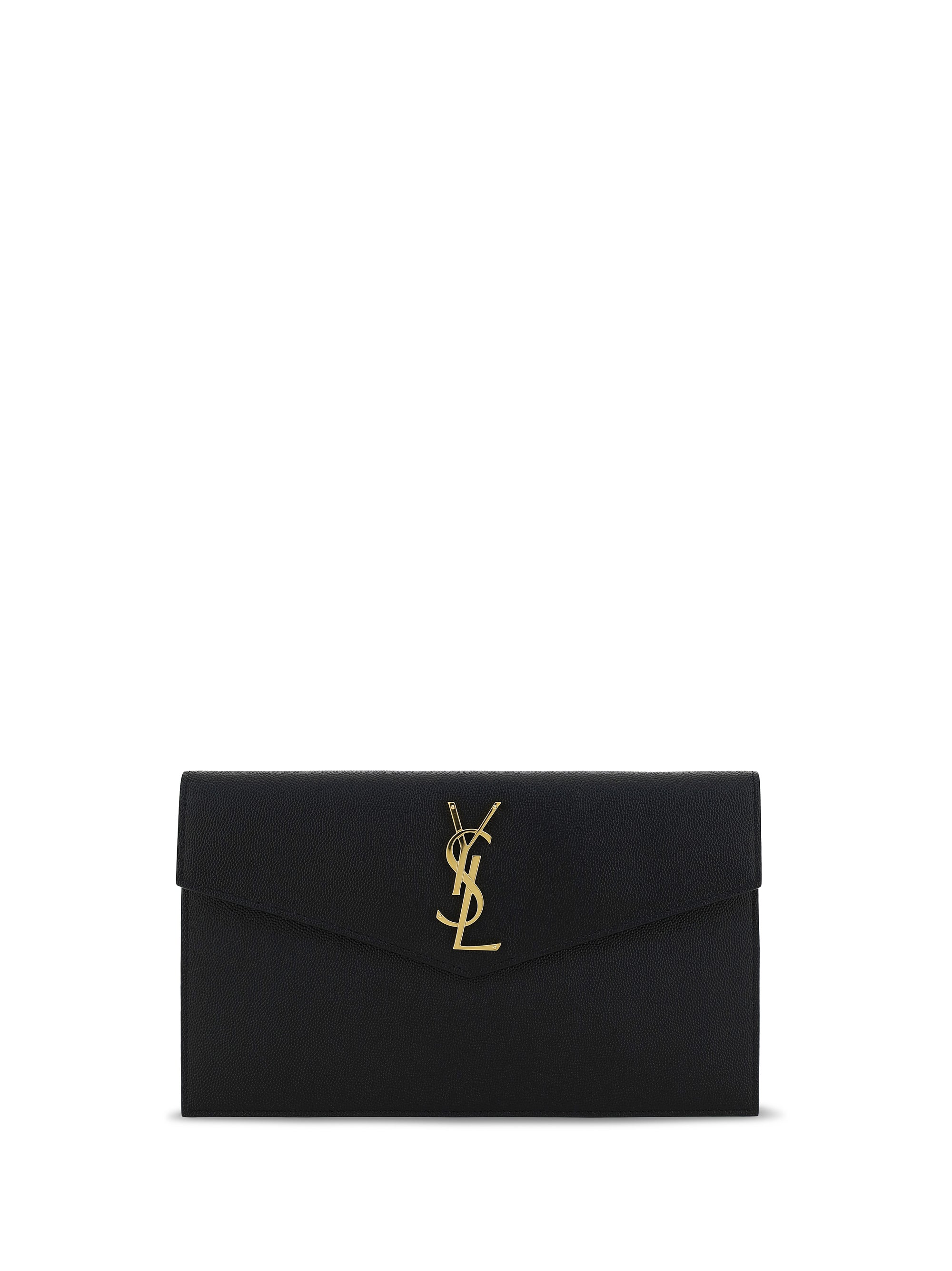 Saint Laurent Calf Leather Envelope Wallet — Black