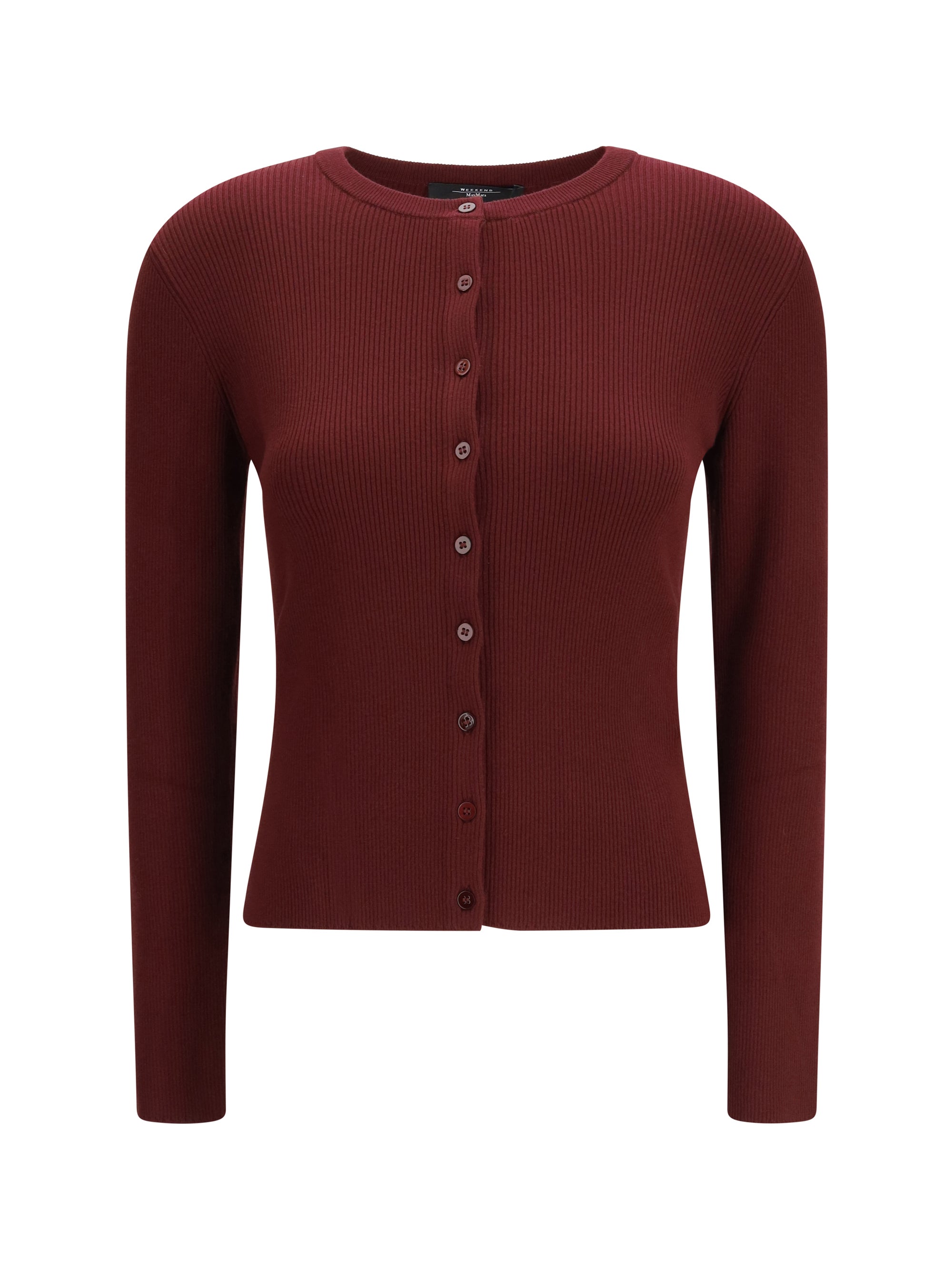 Max Mara Weekend Ribbed Viscose Cardigan — Red