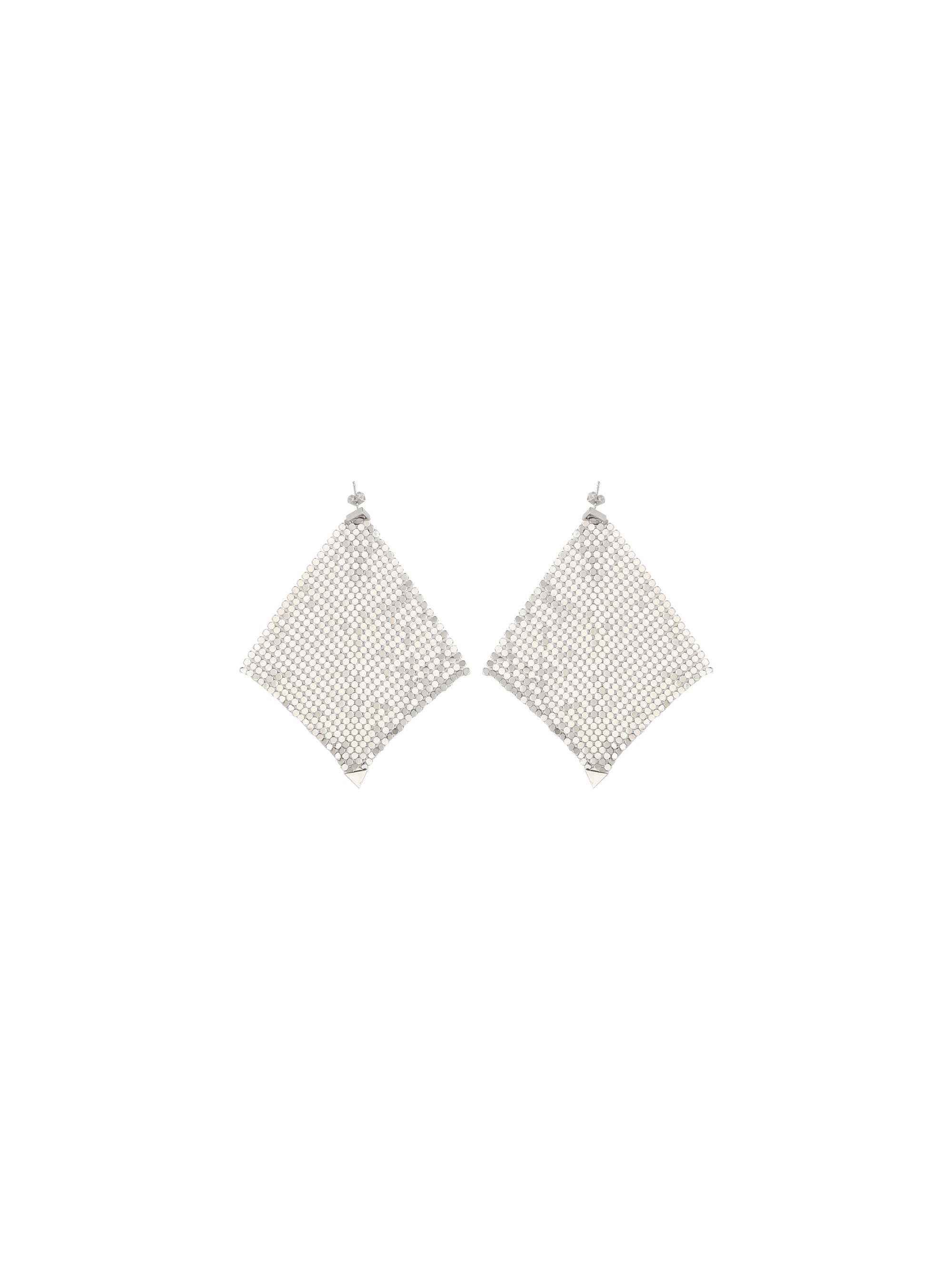 Rabanne Pixel Chainmail Earrings — Silver