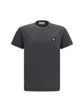 Camiseta de algodón con parche del logo de Stone Island — Gris