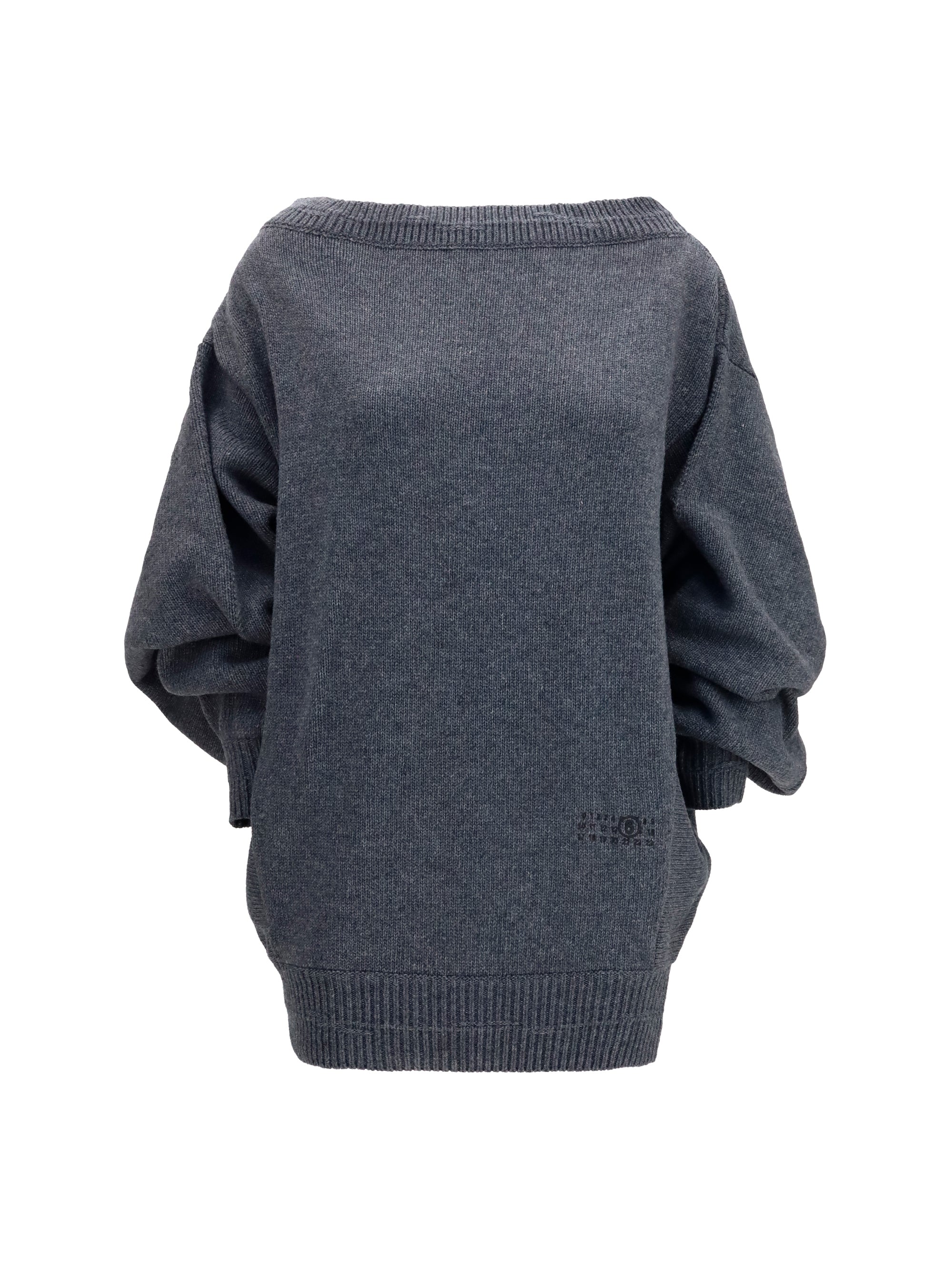 MM6 Maison Margiela Wool-Blend Wide-Sleeve Mini Dress — Gray