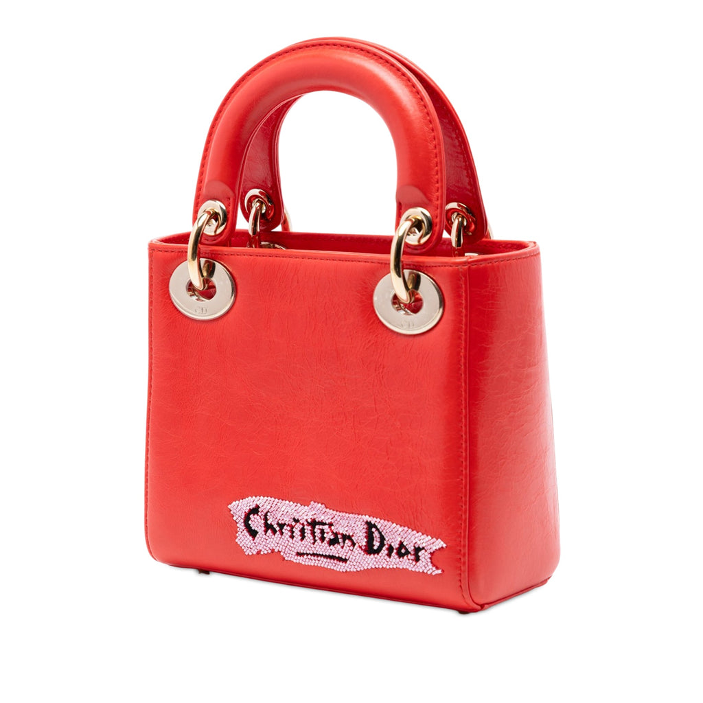 Mini Calfskin Beaded Lady Dior
