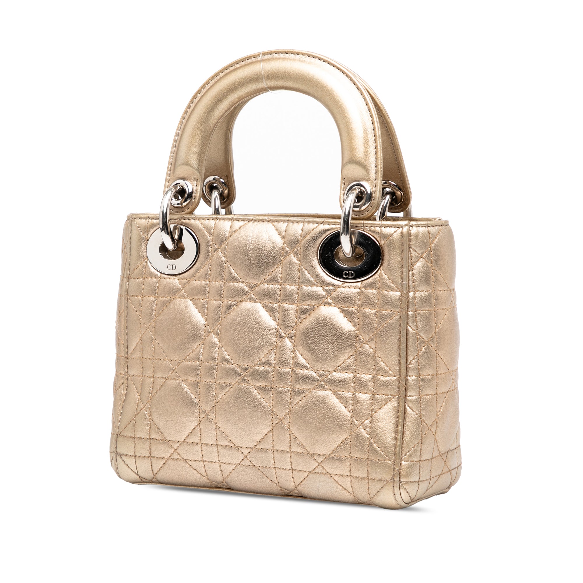 Mini Metallic Lambskin Cannage Lady Dior