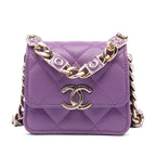 CC Quilted Lambskin Coco Card Holder on Chain