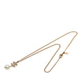 Gold Plated Strass CC Faux Pearl Drop Pendant Necklace